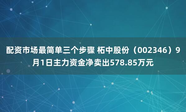 配资市场最简单三个步骤 柘中股份（002346）9月1日主力资金净卖出578.85万元