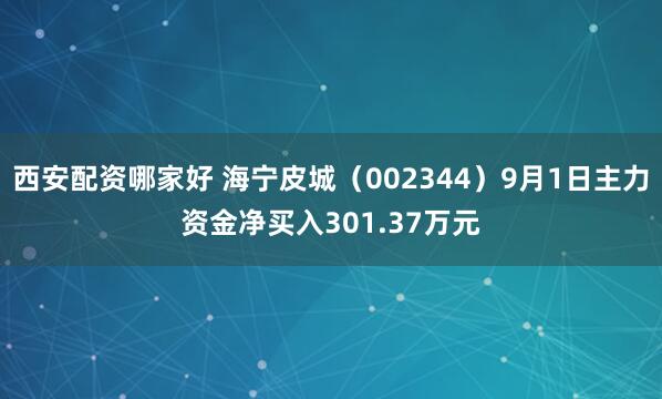 西安配资哪家好 海宁皮城（002344）9月1日主力资金净买入301.37万元